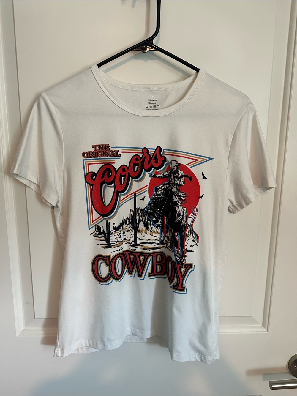 Amazon White Coors Cowboy Graphic Short Sleeve Tee